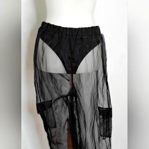 SHEER CARGO HAREM PANTS
